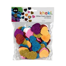 Foam Glitter Hearts, Self Adhesive